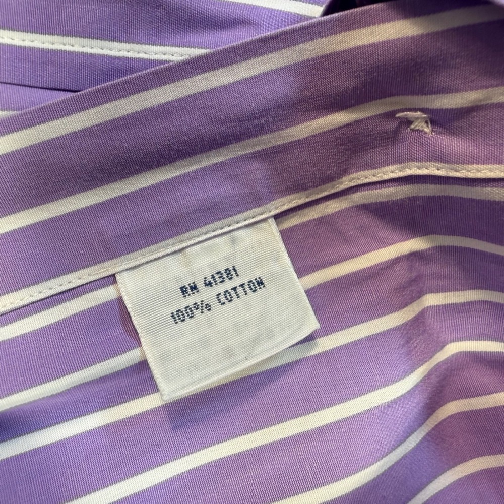 Ralph Lauren Shirt Men Small Purple Striped Long Sleeve Cotton Preppy Ivy League - Picture 7 of 10
